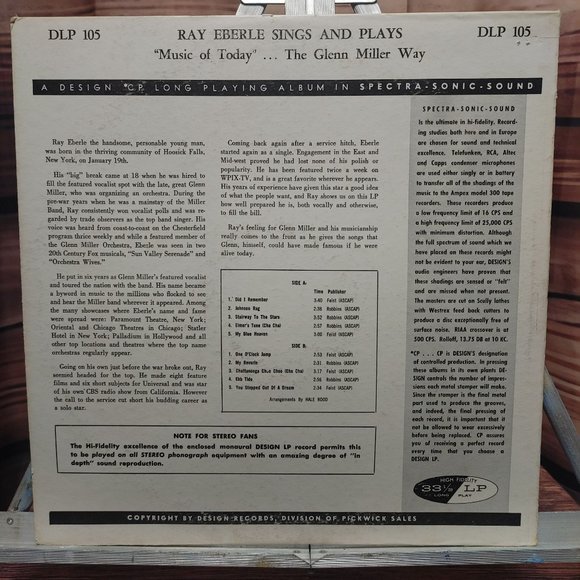 Ray Eberle Sings And Plays Music Of Today The Glenn Miller Way Vinyl LP Record - Picture 2 of 2